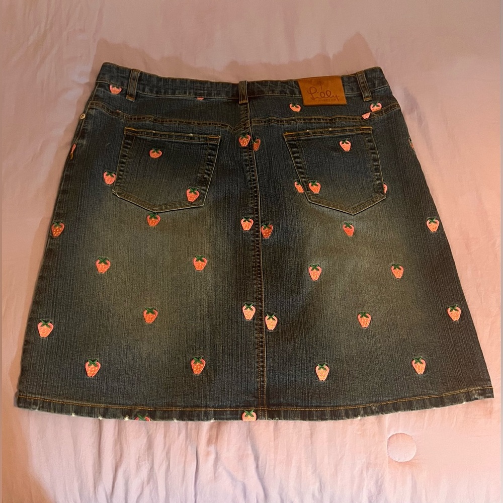 Lilly Pulitzer Denim Skirt with Strawberry Print
